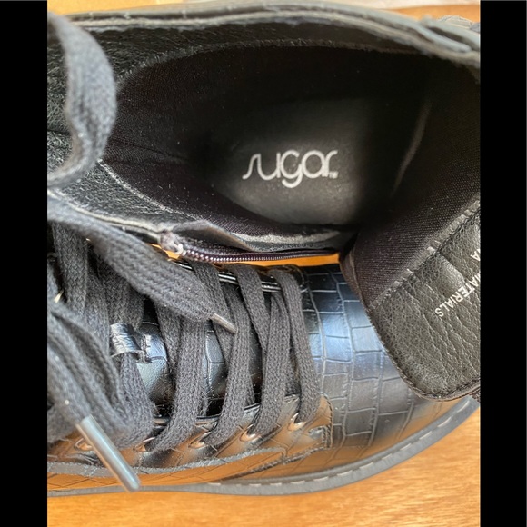 POPSUGAR KAEDY BLACK LACE-UP ANKLE COMBAT/MOTO BOOTS - Picture 7 of 8